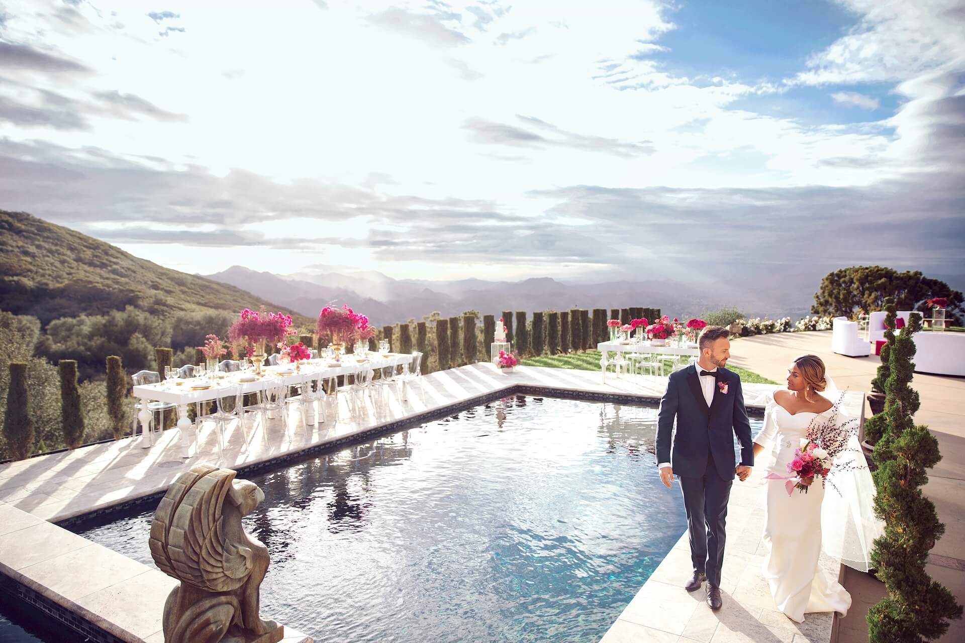 Malibu mansion wedding tablescape at Project Rise