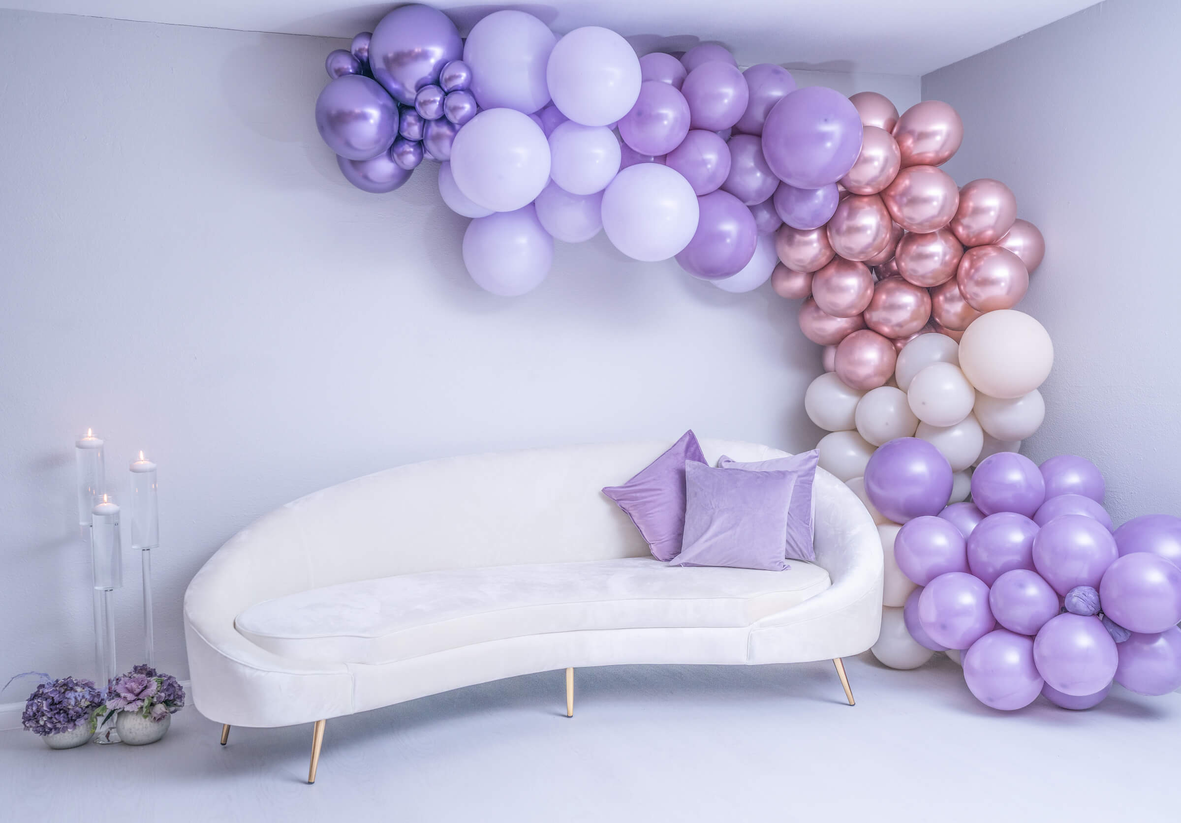 Purple Rose Gold Balloon Decor