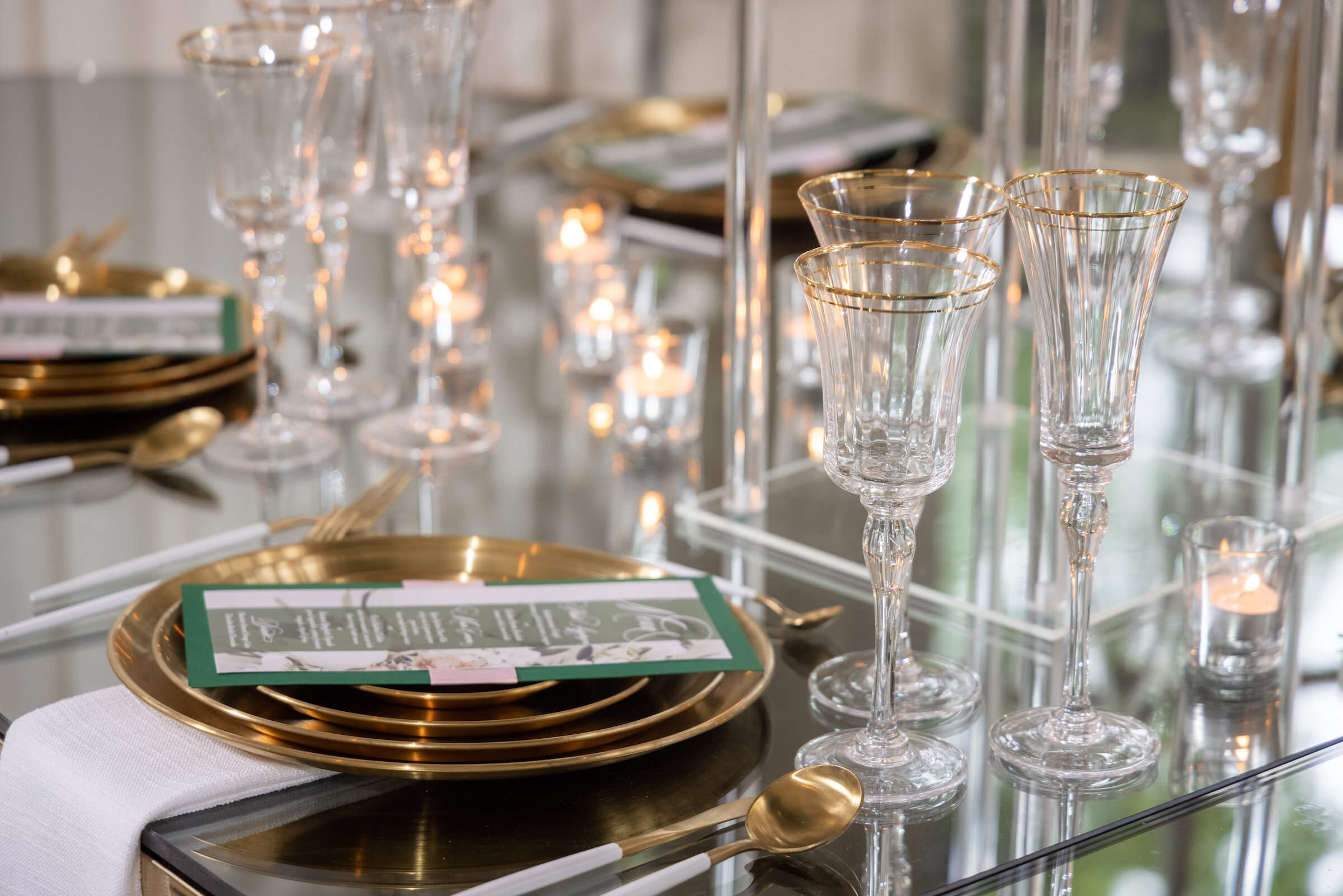Luxe event rentals table glassware