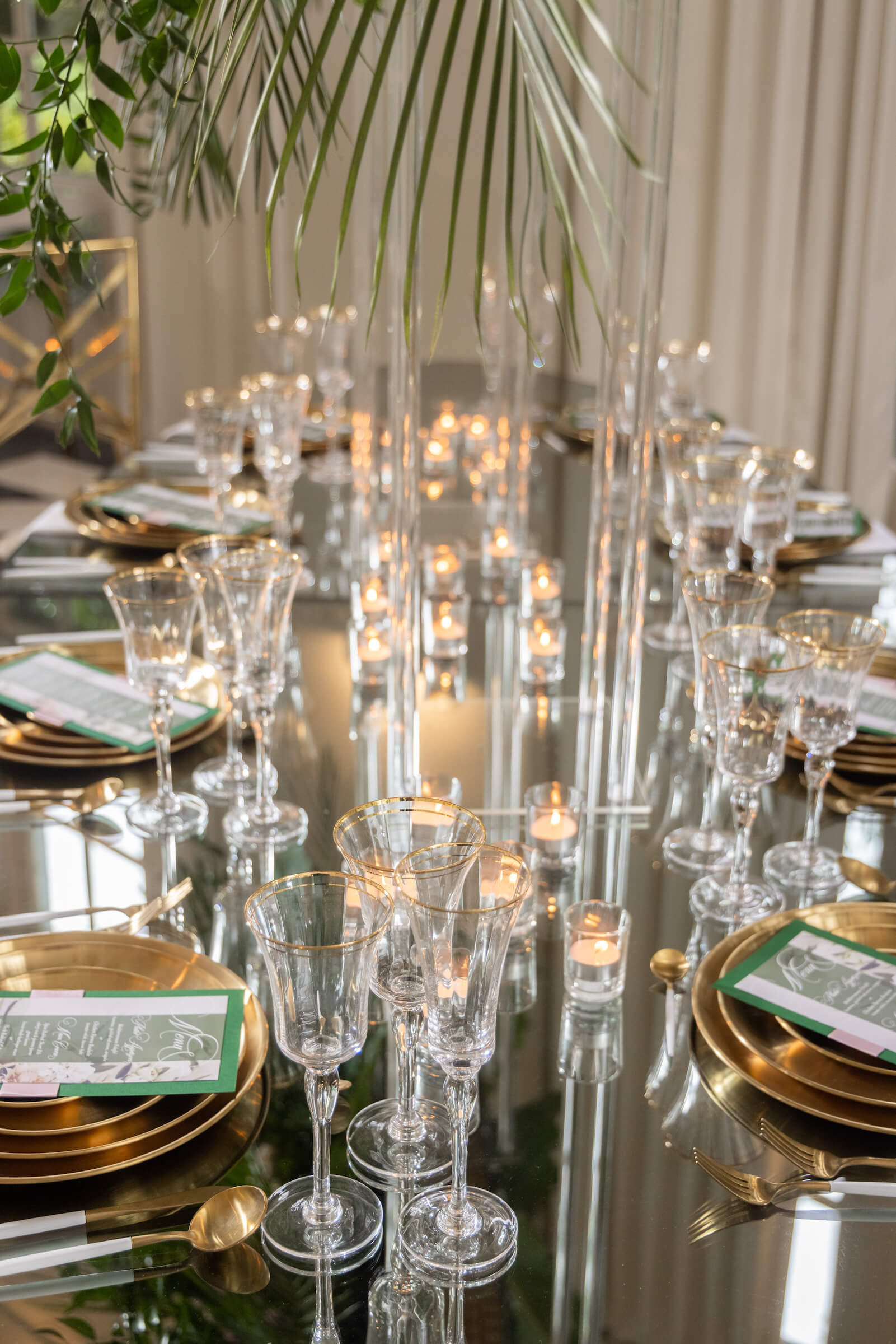 Luxe event rentals table glassware